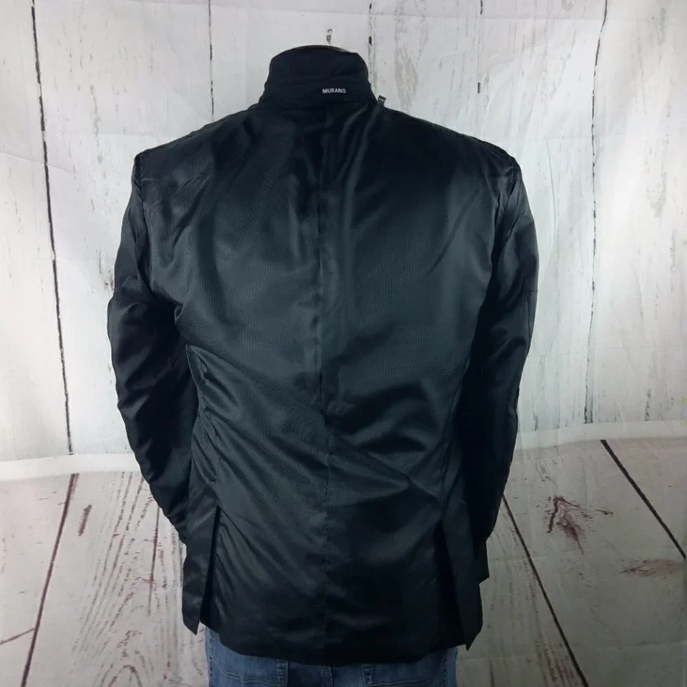 Murano Size L 2 Button Surgeon Cuff Black Suit Blazer Sport Coat